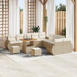 vidaXL Ensemble de Canapé de Jardin de 13 Pièces avec Coussins Beige Poly Rattan Acacia