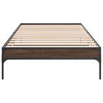 vidaXL Cadre de lit chêne marron 75x190 cm bois d'ingénierie et métal