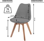 Lot de 6 chaises de salle à manger scandinaves assise rembourré pieds en bois hêtre rétro chaise pour salon chambre cuisine bureau gris 01_0000140
