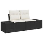 Ensemble de canapé de jardin 8 pièces avec coussins noir poly rotin acacia