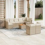 vidaXL Salon de jardin avec coussins 10 Pièces beige résine tressée