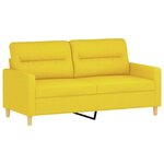 vidaXL Canapé 2 places avec oreillers jaune clair 140 cm tissu