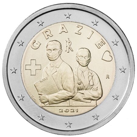 Pièce de monnaie 2 euro commémorative Italie 2021 – Merci