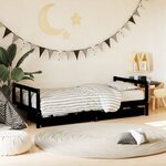 vidaXL Cadre de lit d'enfants tiroirs noir 90x190cm bois de pin massif