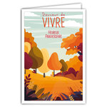 Carte Heureux Anniversaire avec Enveloppe - Mini Poster Format 17x11 5cm Style Rétro Vintage - Douceur de Vivre Arbres Forêt Couleurs Automne Nature - Fabriquée en France