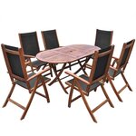 vidaXL Ensemble à manger d'extérieur 9 Pièces et coussins Acacia solide