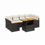 vidaXL Salon de jardin 7 Pièces avec coussins noir résine tressée
