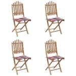 vidaXL Mobilier à dîner d'extérieur pliable 5 Pièces avec coussins bambou