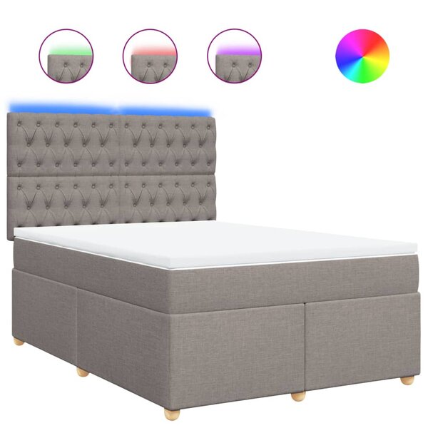 vidaXL Sommier à lattes de lit avec matelas Taupe 140x190 cm Tissu