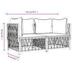 vidaXL Salon de jardin avec coussins 2 Pièces blanc acier