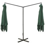 vidaXL Parasol double avec mât en acier Vert 600x300 cm