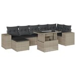 vidaXL Salon de jardin 8 Pièces avec coussins gris clair résine tressée