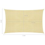 vidaXL Voile d'ombrage 160 g/m² Beige 2x5 m PEHD