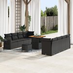 vidaXL Ensemble de Canapés de Jardin de 11 Pièces avec Coussins Noirs en Poly Rattan et Acacia