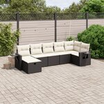 vidaXL Salon de jardin 7 Pièces avec coussins noir résine tressée