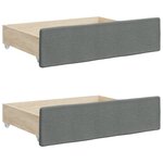 vidaXL Lit de jour avec gigogne et tiroirs gris foncé 100x200 cm tissu