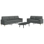 vidaXL Ensemble de canapés 2 Pièces coussins décoratifs gris foncé tissu