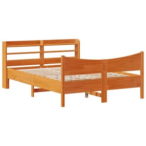 vidaXL Cadre de lit et tête de lit cire marron 135x190 cm bois de pin