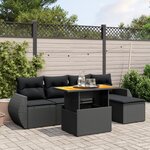 vidaXL Salon de jardin 6 Pièces avec coussins noir résine tressée