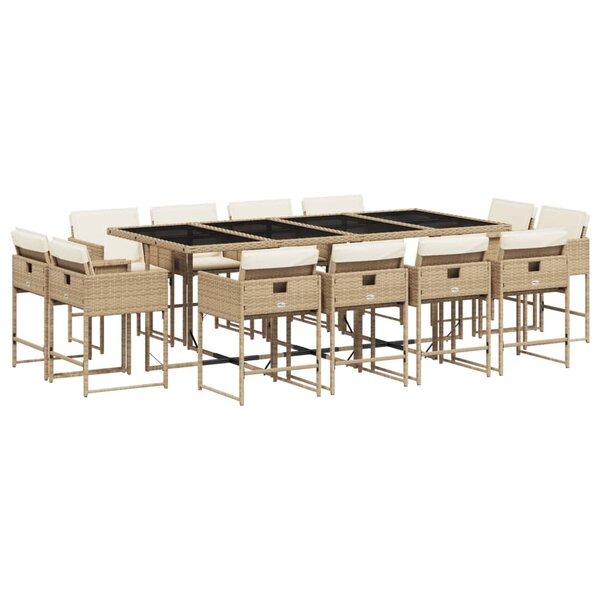 vidaXL Ensemble à manger de jardin et coussins 13 Pièces beige