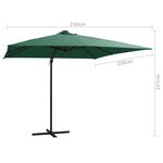 vidaXL Parasol déporté avec LED et mât en acier 250x250 cm Vert