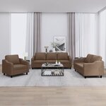 vidaXL Ensemble de canapés 3 Pièces avec coussins Marron Tissu