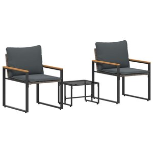 vidaXL Ensembles de meubles 3 Pièces Gris et Gris foncé Rotin