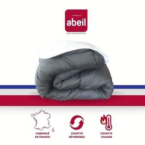 Couette bicolore 140 x 200 cm - Blanc et gris