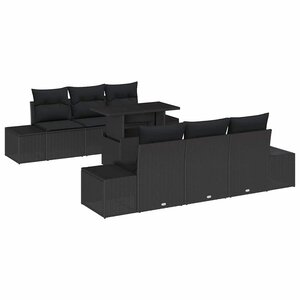 vidaXL Ensemble de canapé de jardin avec coussin 7 Pièces Noir