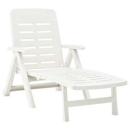 vidaXL Chaise longue pliable Plastique Blanc