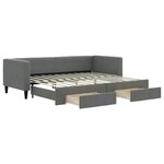 vidaXL Lit de jour avec gigogne et tiroirs gris foncé 80x200 cm tissu