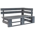 vidaXL Canapé d'angle palette de jardin Gris Bois de pin imprégné