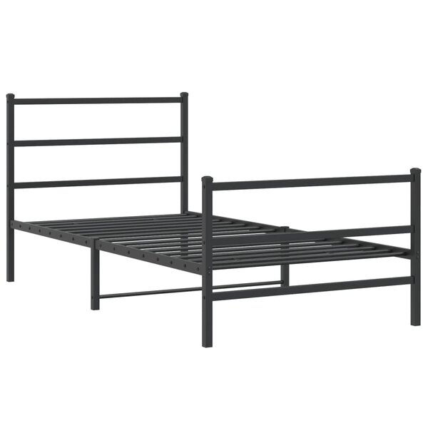 vidaXL Cadre de lit métal avec tête de lit/pied de lit noir 100x190 cm