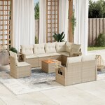 vidaXL Salon de jardin avec coussins 9 Pièces beige résine tressée