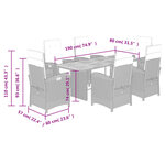 vidaXL Ensemble à manger de jardin et coussins 7 Pièces beige poly rotin