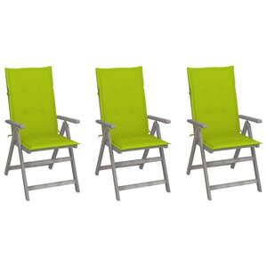 vidaXL Chaises inclinables de jardin lot de 3 et coussins bois acacia