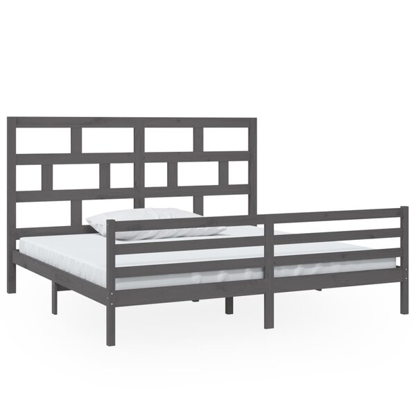 vidaXL Cadre de lit Gris Bois de pin massif 200x200 cm