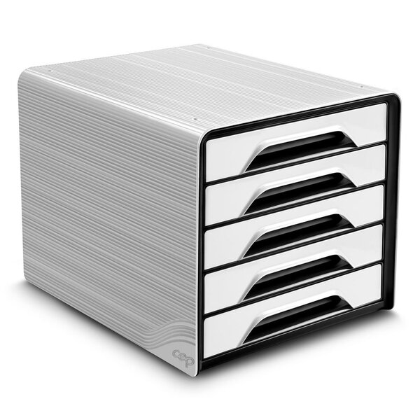 Smoove, module de classement 5 tiroirs - Blanc, façades noires