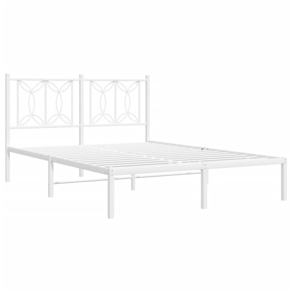 vidaXL Cadre de lit métal avec tête de lit blanc 135x190 cm