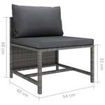 vidaXL Canapé de jardin à 4 places avec coussins Gris Résine tressée