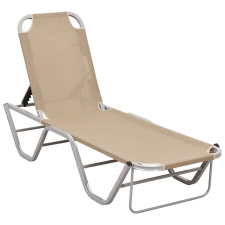 vidaXL Chaise longue aluminium et textilène crème