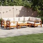 vidaXL Salon de jardin avec coussins 6 Pièces bois d'acacia solide