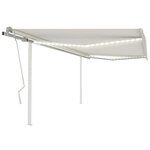 vidaXL Auvent manuel rétractable avec LED 4 5x3 m Crème