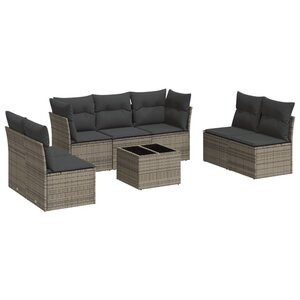 vidaXL Salon de jardin 8 Pièces avec coussins gris résine tressée