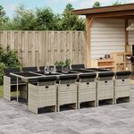vidaXL Ensemble à manger de jardin 11Pièces avec coussins gris poly rotin