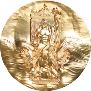 ZEUS AT OLYMPIA Gold Gilded 2 Once Argent Monnaie 10000 Francs Tchad 2024