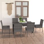 vidaXL Ensemble à manger de jardin 7 Pièces Résine tressée Gris