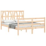vidaXL Cadre de lit avec tête de lit 140x200 cm bois massif
