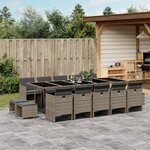 vidaXL Ensemble à manger de jardin 15 Pièces coussins gris résine tressée