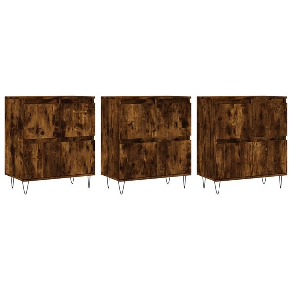 vidaXL Buffets 3 Pièces Chêne fumé Bois d'ingénierie